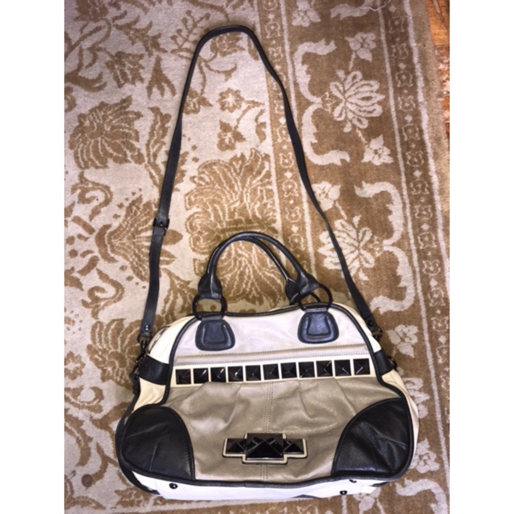 Marciano Light Grey Stud Metal Tote Shoulder Bag